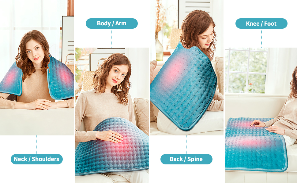 Electric Heating Pad, Heating Pad for Back Pain and Cramps Relief