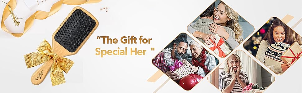 Bamboo Boar Bristles Hair Brush Detangling Brush for Women Men Kids Wet and Dry Hair