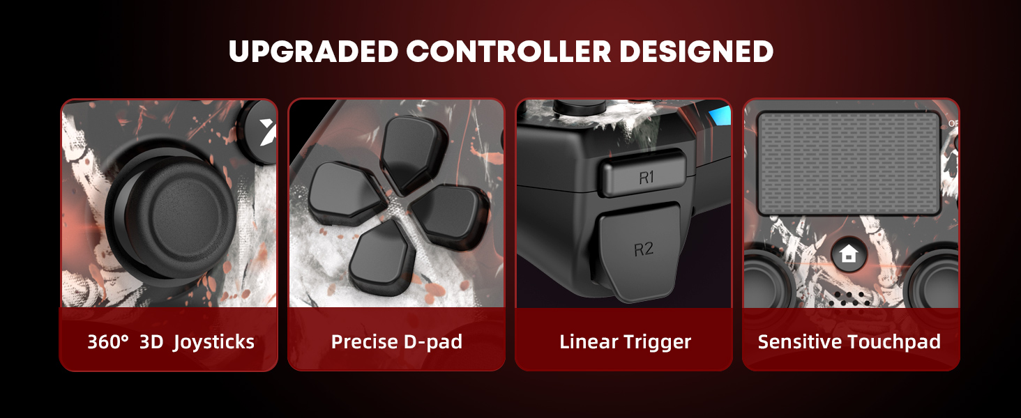 Wireless Controller for PS4, Custom Design V2 Gamepad Joystick for PS4 with Non-Slip Grip