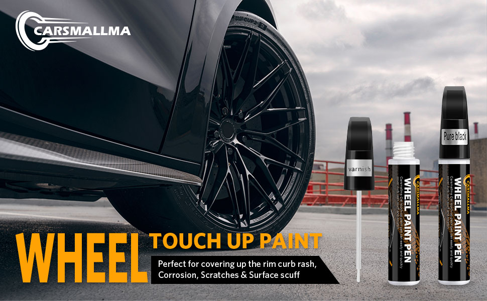 carsmallma BLACK Rim Touch Up Paint,Car Wheel Paint Scratch Repair Remover Pen Kit 2