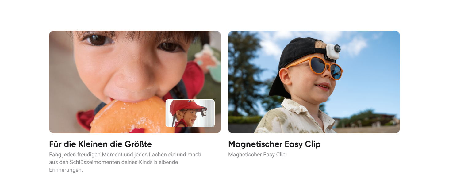 Trois panneaux informatifs sur les produits, avec texte et photos illustrant des activités de plein air. Contient plusieurs petites images sous forme de collage.