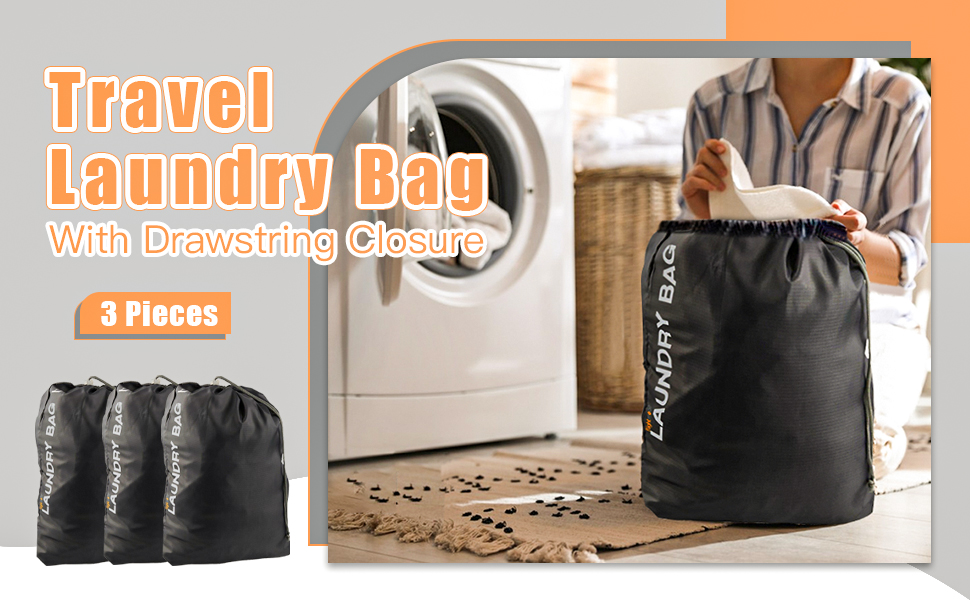 Flightmode Travel Laundry Bag with Drawstring Closure, 3 Pieces Heavy