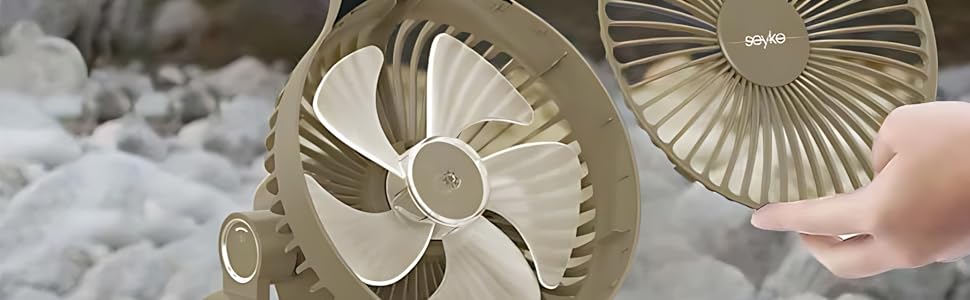 The fan features a removable and washable cover on its 5-blade design, allowing for easy cleaning.