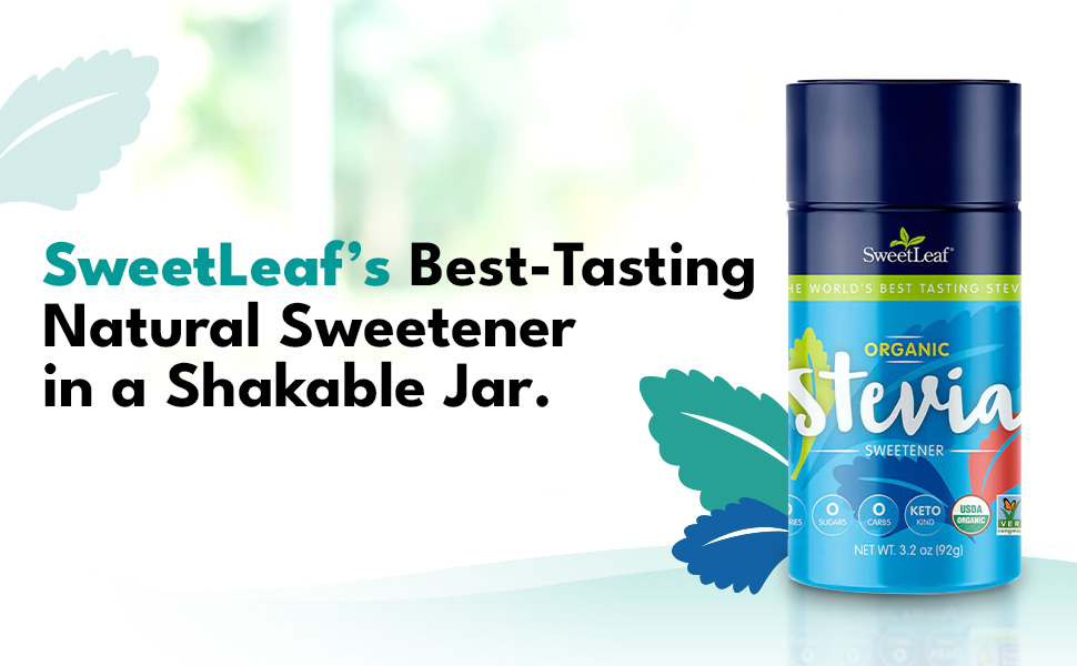 SweetLeaf Organic Stevia Powder Shaker Jar Zero Calorie