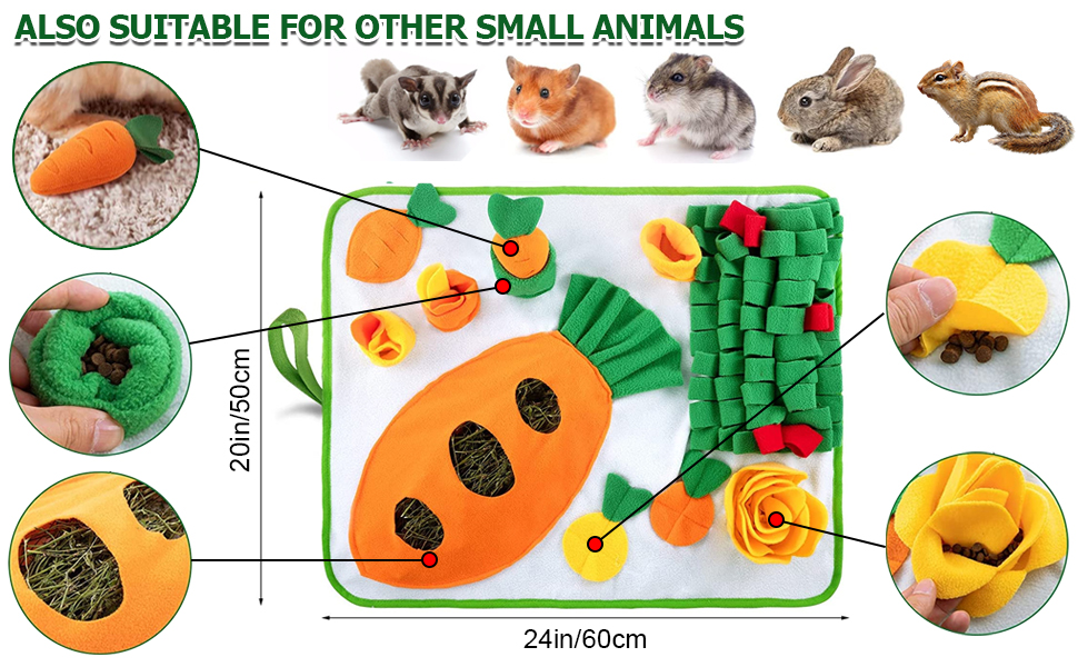 Adpartner 24" x 20" Rabbit Foraging Mat with Carrot Toy, Interactive