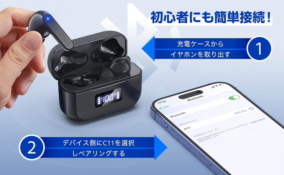 Amazon.co.jp Bawweri Wireless Earphones, Bluetooth 5.3, Open the Lid