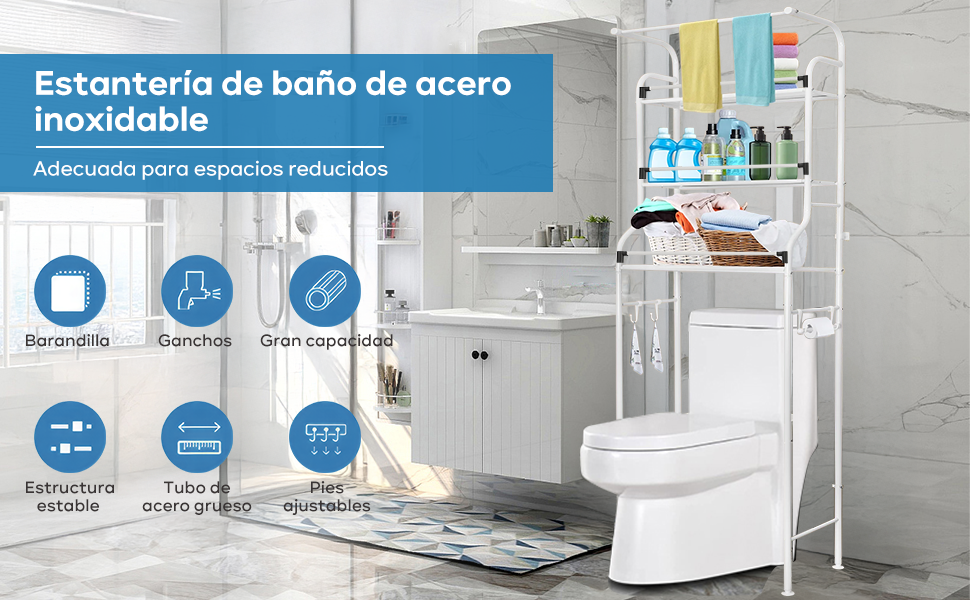 estante de baño sobre inodoro