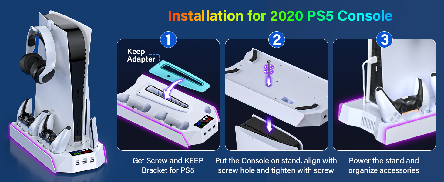 ps5 slim docking station with cooling fan