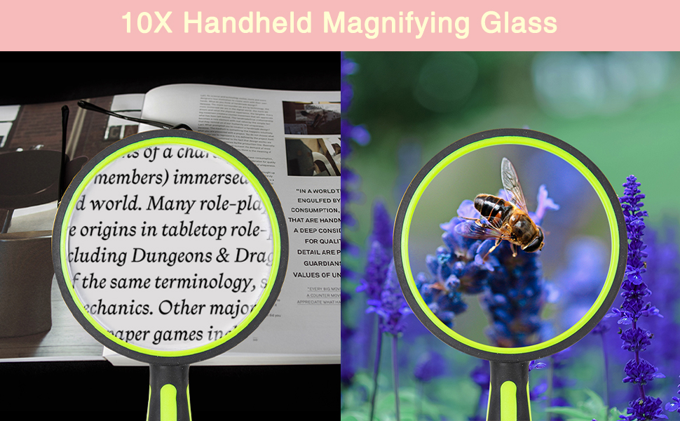 10X handheld magnifying glass