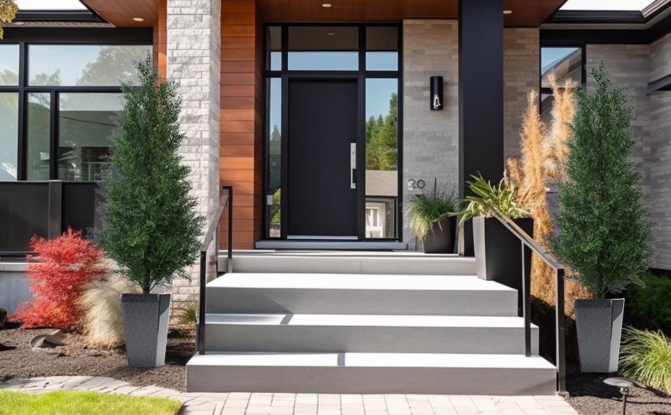 Artificial Cedar Topiary Trees, Set of 2 Artificial Cedar Tree Fake