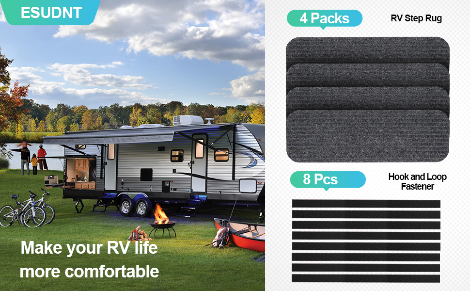 ESUDNT RV Step Covers 4 Pack RV Step Rug, RV Stair Covers Carpets for