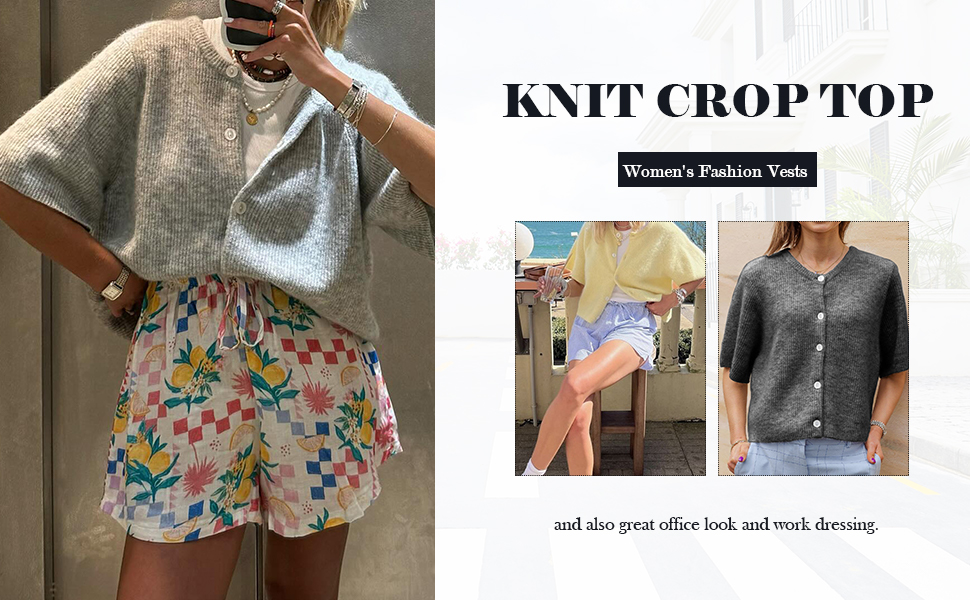 Short Sleeve Button Down Ribbed Knit Crop Top