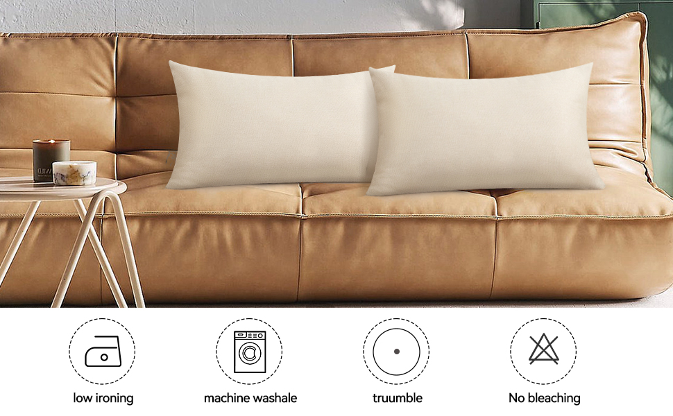 WANZELONYO Lumbar Pillow Covers Blank 20x12 Inch Bulk Plain Pillow Case