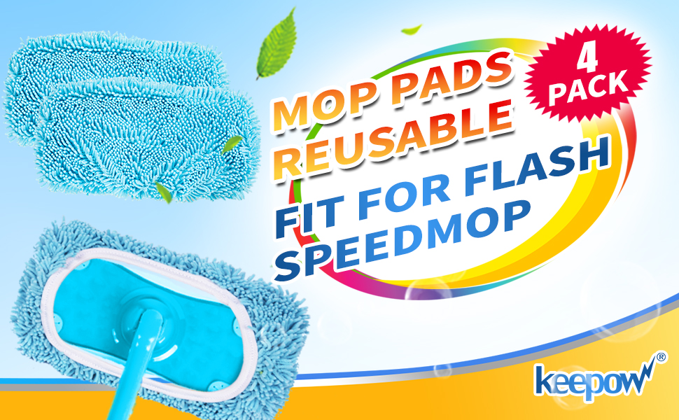 KEEPOW Reusable Mop Pads Compatible with Flash Speed Mop Refill Wipes, Microfiber Dry Pads for