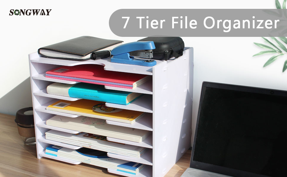 SONGWAY File Sorter Organizer for Desk 7 Tier Wide Letter