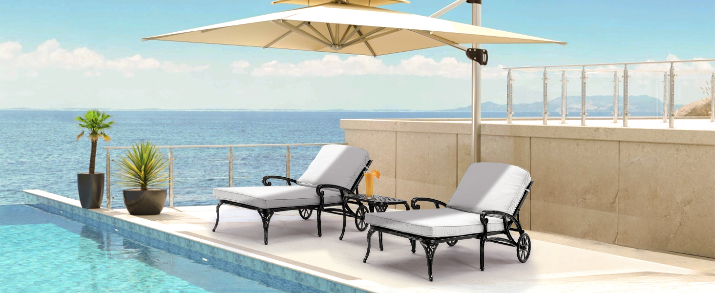 2-Pack Extra Thick 5-Inch Outdoor Chaise Lounge Cushions
