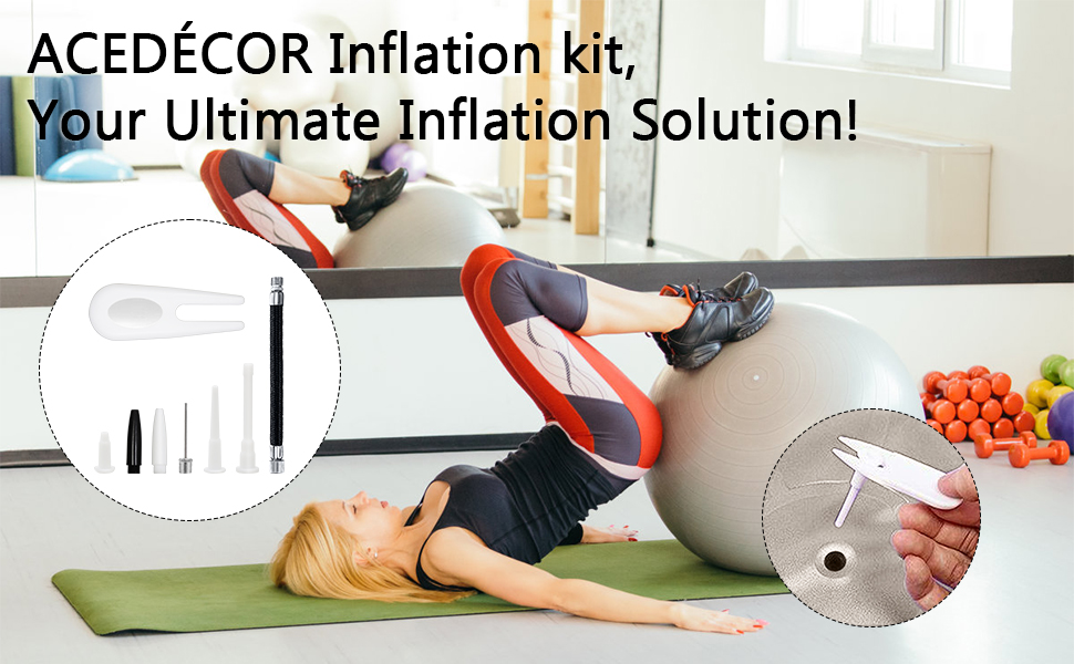 ACEDÉCOR Exercise Ball Plug Kit with Inflation Needle