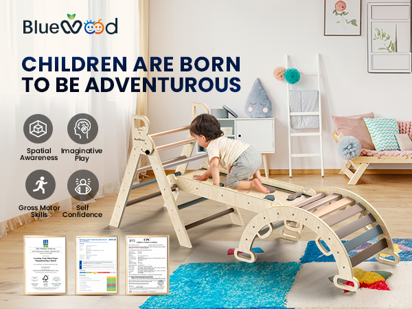 Amazon.com: BlueWood Pikler Triangle Set 7in1 Foldable Baby