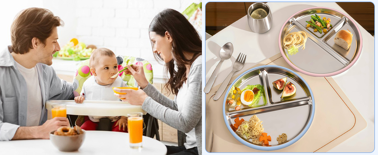 Stainless Steel Kids Plates