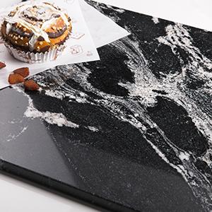 Soulscrafts Black Marble Pastry Cheese and Cutting Board whth White Vein Slab 16x12x0.5 Inch