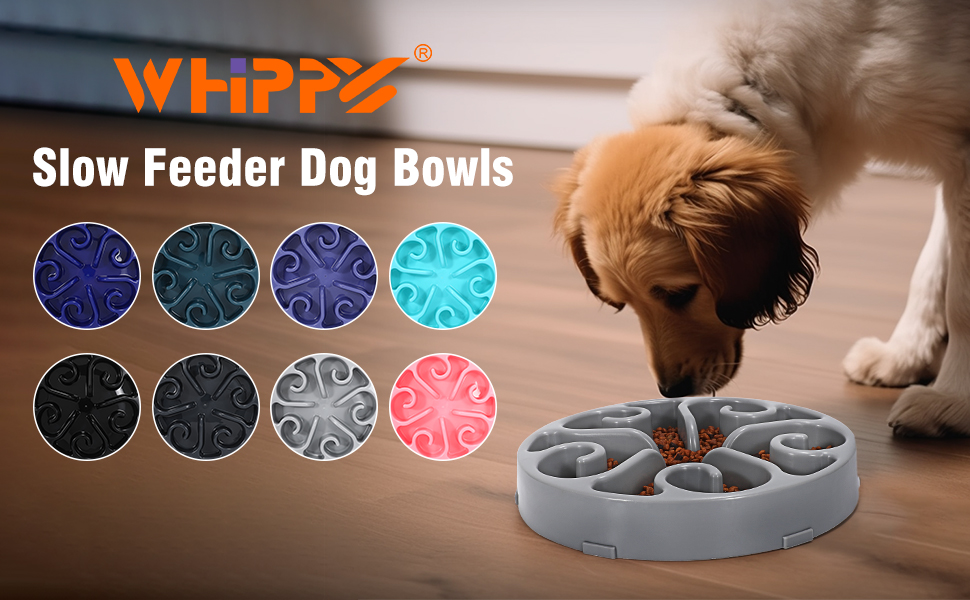 WHIPPY Slow Feeder Dog Bowls for Large Medium Small Dogs Non Slip Maze Puzzle Bowl