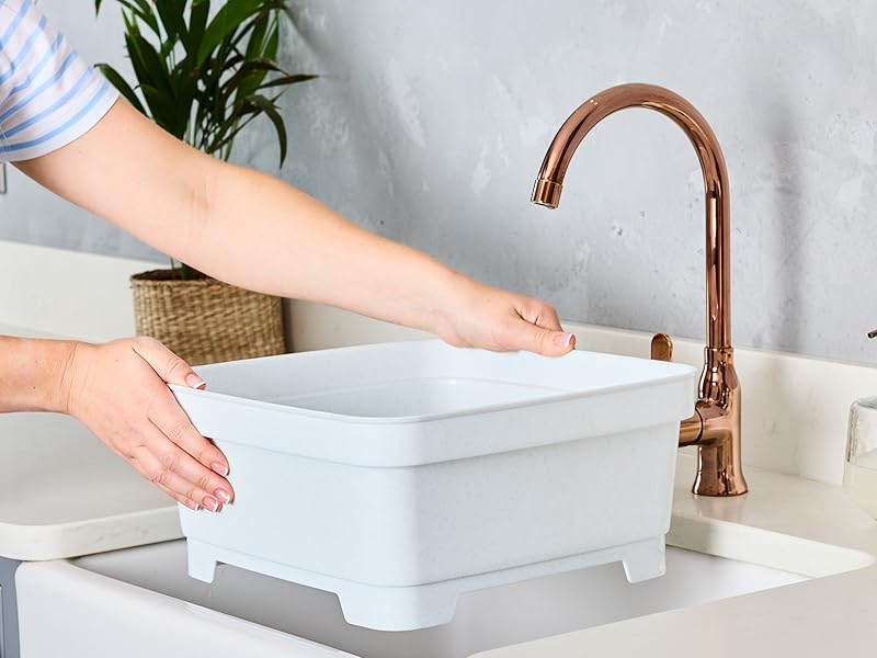 Minky Washing Up Bowl with Sink Plug Strainer, Sink Strainer, Square Washing Up Bowl, Basin