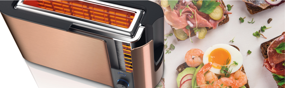 Frukost -Automatik Toaster Langschlitz - mit Defrost Funktion - warmhaltende Doppelwandkonstruktion 