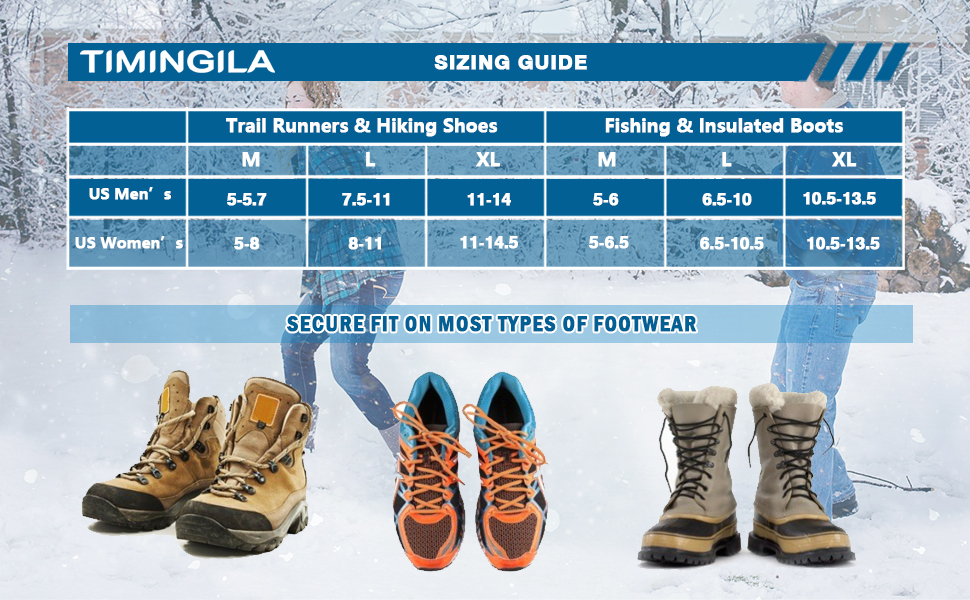 Size of TIMINGILA Crampons-Ice Traction Cleats 