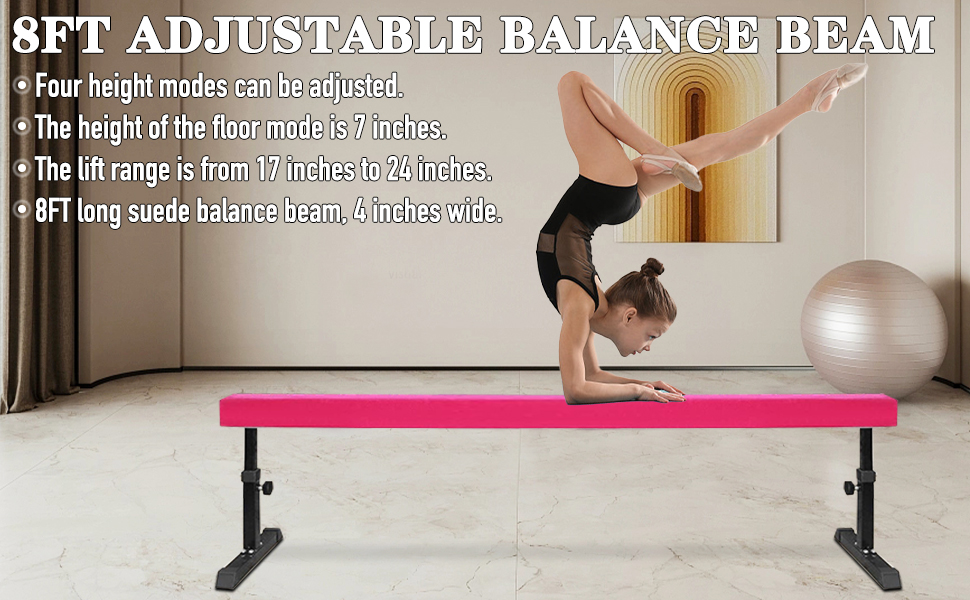 NEWBUY 8ft Adjustable Balance Beam Gymnastics Exercise Training