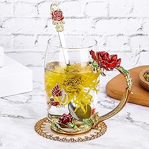 Glass Flower Tea Cup