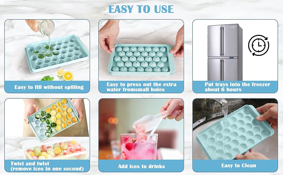 Ice Cube Tray Set with Ice Box for Freezer Make 99 Small Ice Balls