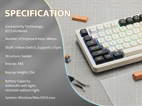 Amazon.com: darkFlash DF98 Wireless Mechanical Keyboard, 3