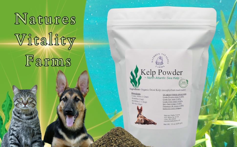 Kelp Powder for Dogs/Cats, Natural North Atlantic Ocean