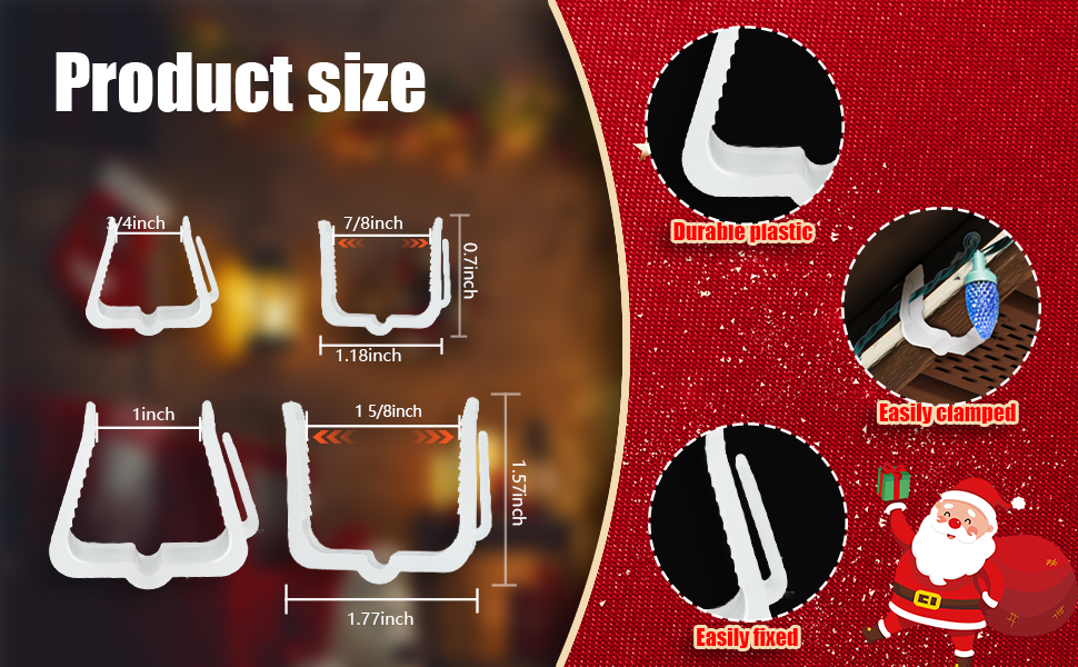 ixsloft Plastic Christmas Light Hanger Clips, Fascia Board
