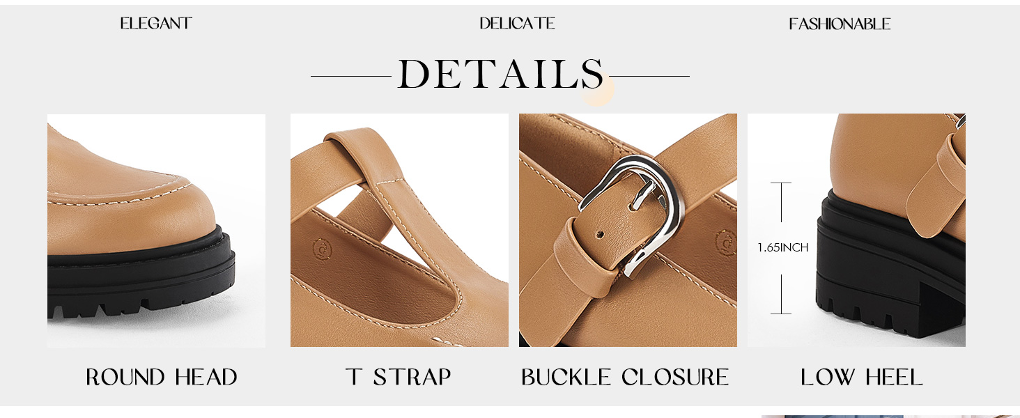 round toe t strap loafers