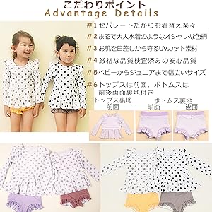 Amazon.co.jp: [AMUSA] ドット柄ラッシュガード水着 セパレート