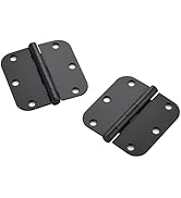 JOY DECOR 3 Pack Rounded Matte Black Door Hinges 3-1/2