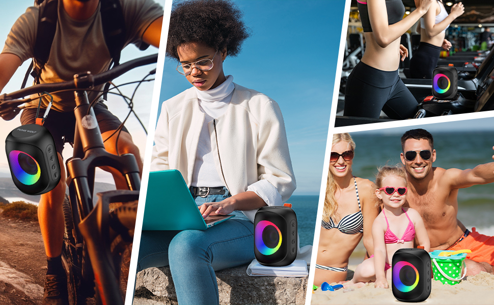 Bluetooth Speakers, Portable Bluetooth Wireless Speaker with Colorful Lihgts RGB