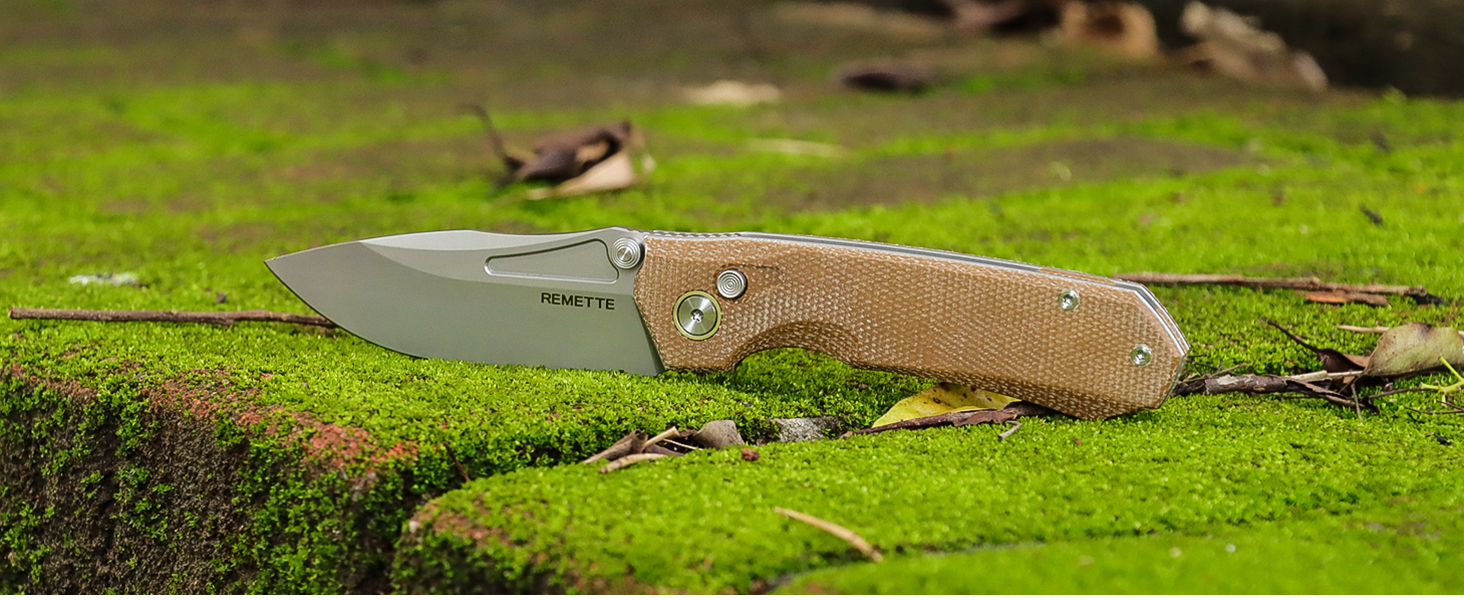 REMETTE Button Lock Pocket Knife Rhino,Everyday Carry