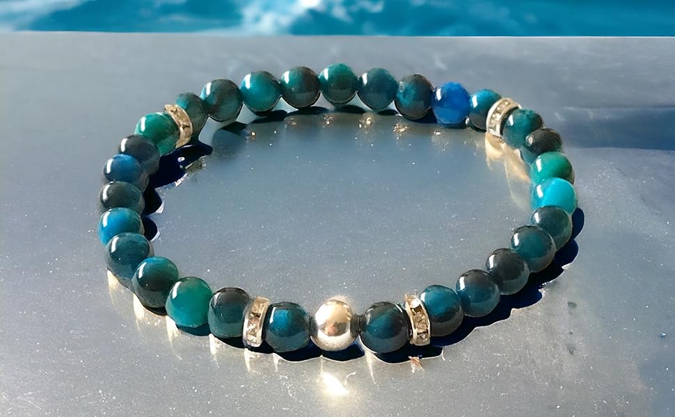 Handmade Schutzstein blaues Tigerauge gegen_bösen-blick Devileye  Perlenarmband steinfixx blau