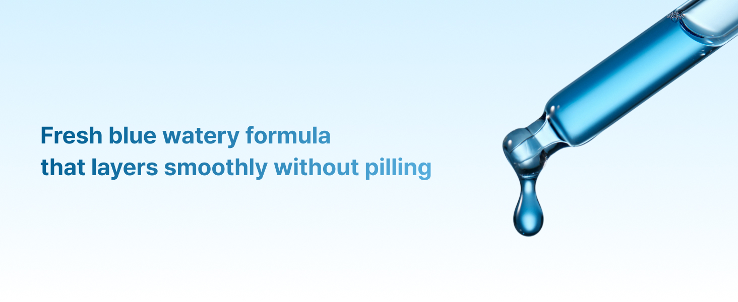 Watery ampoule, non-pilling serum, smooth texture, absorbs fast, lightweight feel