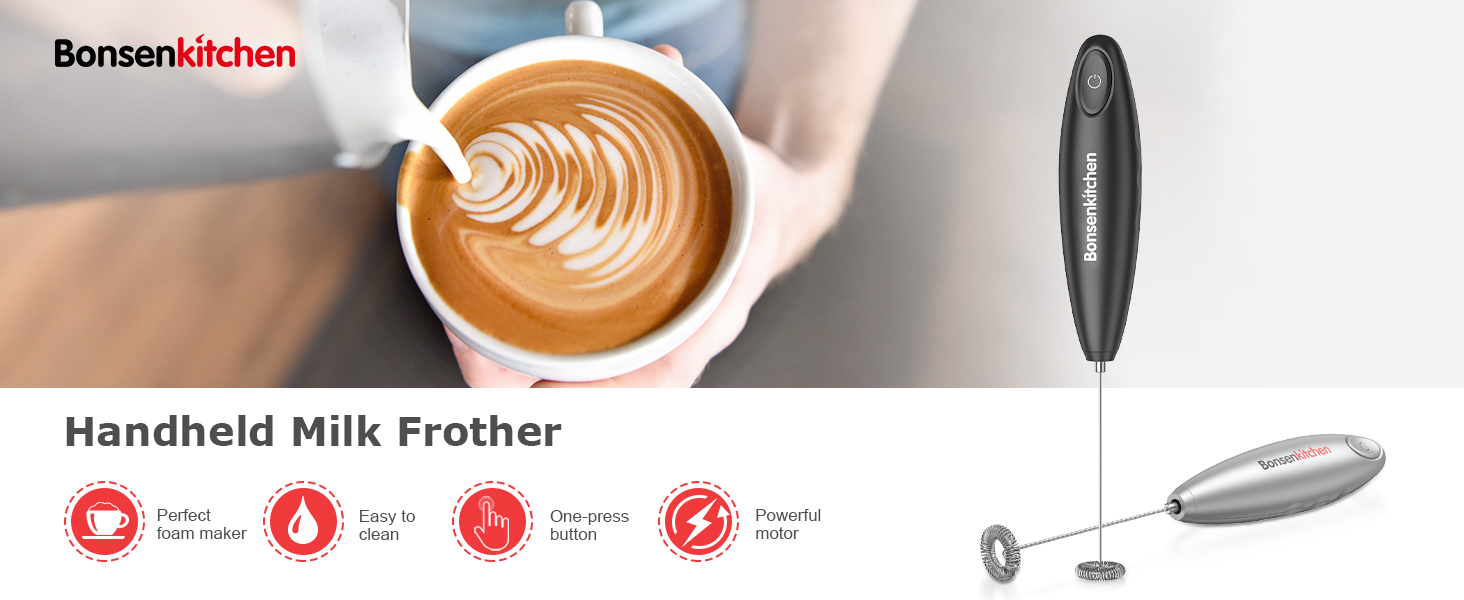 Bonsenkitchen Electric Milk Frother, Automatic Milk Foam Maker for