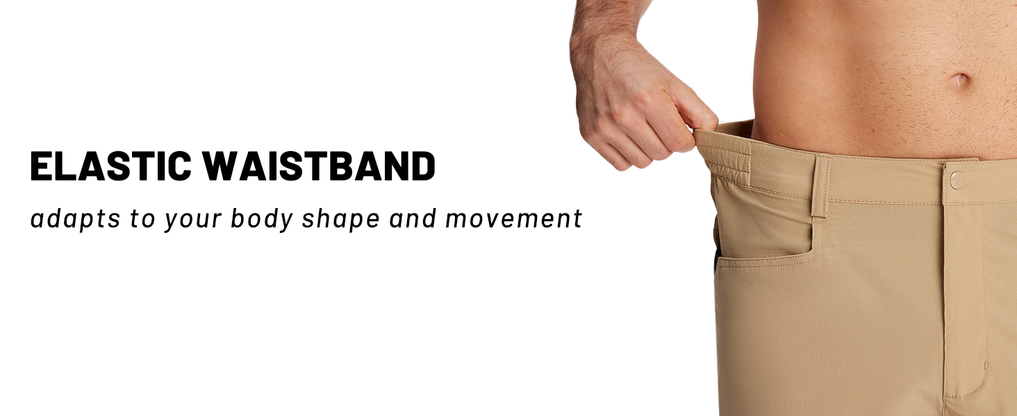 Elastic Waist Shorts for Hiking Fishing Camping