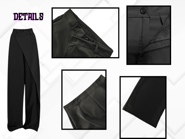 パンツ Asymmetrical waist wide straight slacks Floerns Women's Asymmetric Waist Zipper Trousers Straight