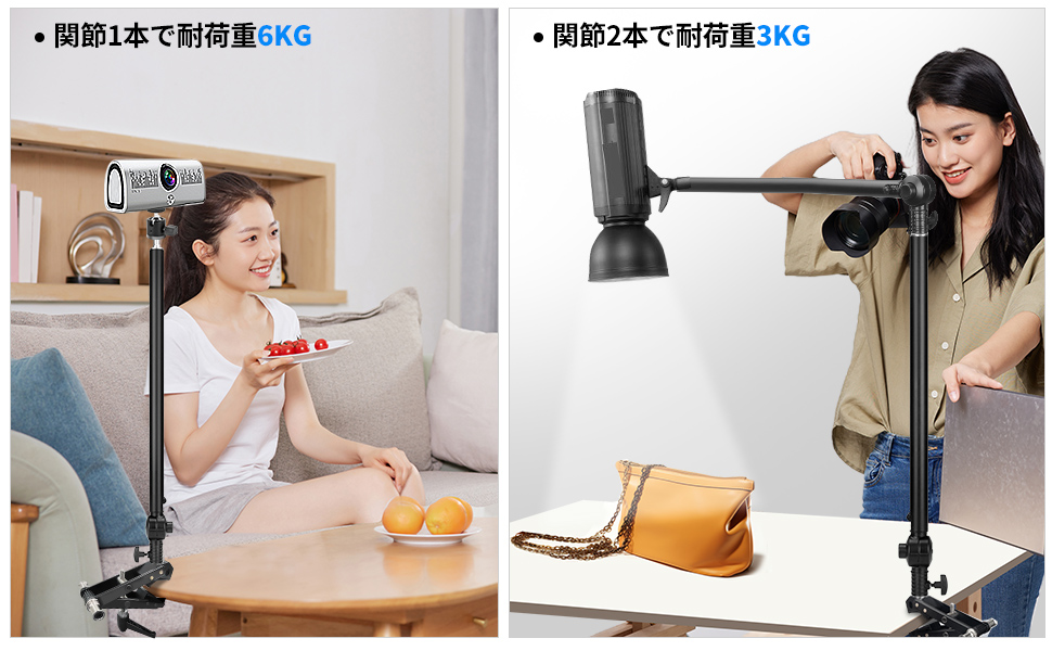 Amazon | Hemmotop ブームアーム 照明 卓上 ライトスタンド 2段