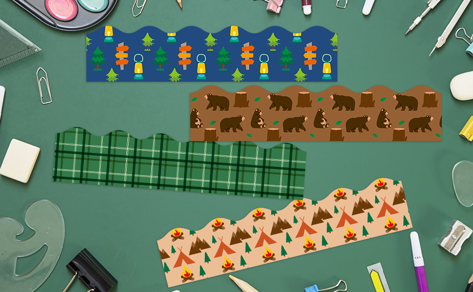 woodland campfire scalloped border trim back to school classroom office home