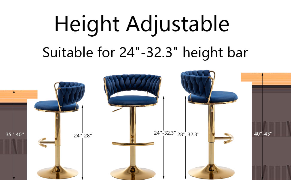 Riknuxi Gold Velvet Bar Stools Set of 4, Counter Height