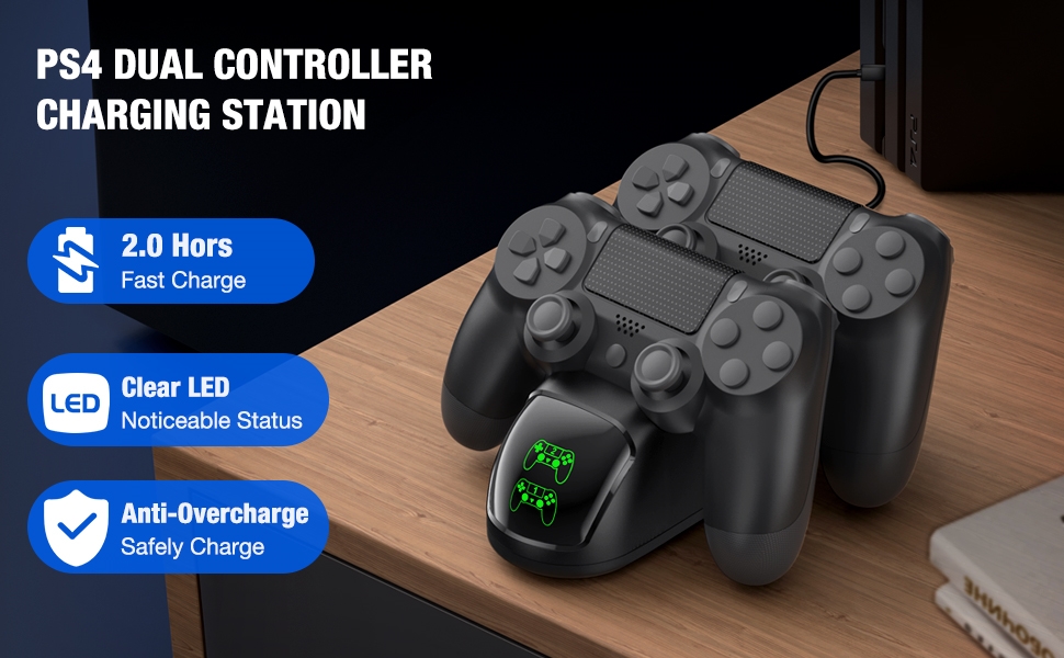 HEYLICOOL PS4 Controller Charger, PS4 Controller Charging Dock Station