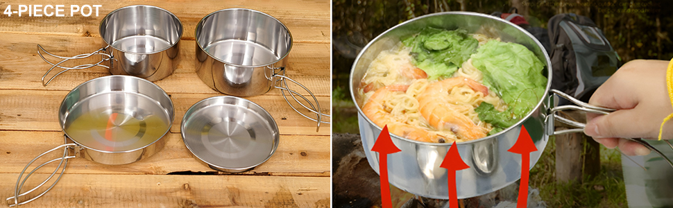 4Pcs Camping Cookware Set