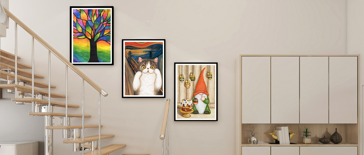 VINDIJA Framed Paint by Numbers for Kids Beginners 4 Pack